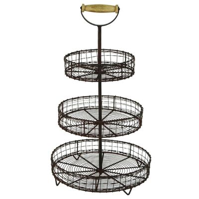 Antique Style Metal Wire 3 Tier Rack Display Stand Basket Rustic Farmhouse Decor