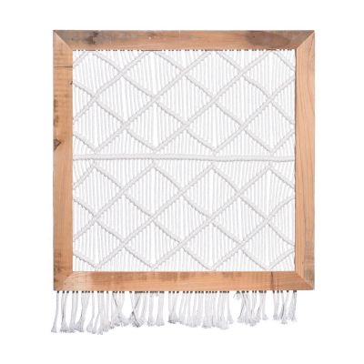 DUO ER Geometric Art Boho Wall Hanging Framed Woven Art Deco Decoration Tassels Pendant Macrame Tapestry Room Decor (Color : B)