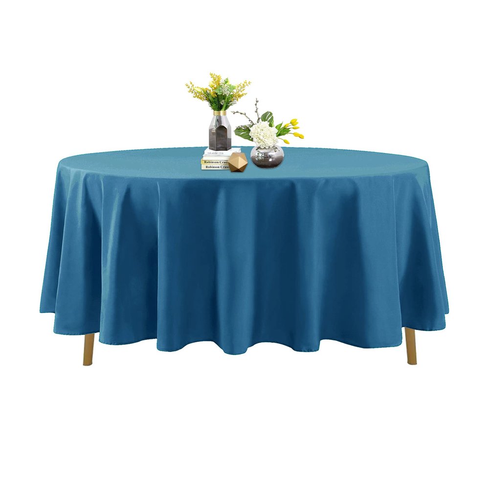 108 Inch Stain and Wrinkle Resistant Washable Polyester Table Cloth, Decorative Table Cloth for Dining Table, Buffet Parties and Wedding, Caribbean Blue