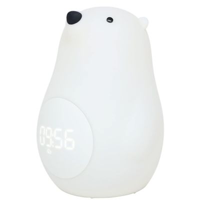 Alarm Clocks Cute Alarm Clock, Big White Bear Alarm Clock, LED Sound Control Alarm Clock, USB Charging, Clock for Home Decoration Wake up (Color : White)