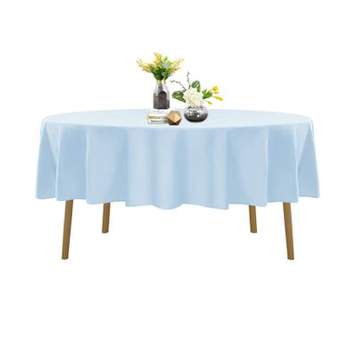 90 Inch Stain and Wrinkle Resistant Washable Polyester Table Cloth, Decorative Table Cloth for Dining Table, Buffet Parties and Wedding, Blue Mist