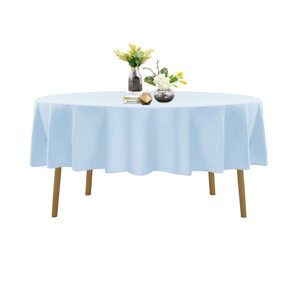 90 Inch Stain and Wrinkle Resistant Washable Polyester Table Cloth, Decorative Table Cloth for Dining Table, Buffet Parties and Wedding, Blue Mist