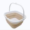 SAMMART 5.5L (1.4 Gallon) Collapsible Square Handy Bucket/Foldable SquareWater Pail/Portable Tub with Handle. (White/Latte, 1) view 1