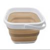 SAMMART 5.5L (1.4 Gallon) Collapsible Square Handy Bucket/Foldable SquareWater Pail/Portable Tub with Handle. (White/Latte, 1) view 4