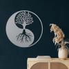 DEKADRON Metal Wall Decor, Tree Of Life Ying Yang, Home Living Room Decor, Wall Sign, Metal Wall Art, Interior Decoration, Indoor Outdoor Hangings, Silver (90x90cm) view 1