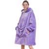 Aemilas Wearable Blanket Hoodie - Warm Plush Sherpa Hooded Blankets Sweatshirt as Birthday Gifts for Women Men with Giant Pocket(Violet Purple) view 1