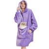 Aemilas Wearable Blanket Hoodie - Warm Plush Sherpa Hooded Blankets Sweatshirt as Birthday Gifts for Women Men with Giant Pocket(Violet Purple) view 2