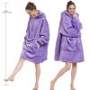 Aemilas Wearable Blanket Hoodie - Warm Plush Sherpa Hooded Blankets Sweatshirt as Birthday Gifts for Women Men with Giant Pocket(Violet Purple) view 3