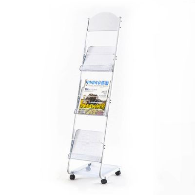 LHRUI Magazine Rack Slim Magazine Rack for Office Living Room, 4 Pockets Document Leaflets Catalogs Storage Stands, Hospitality Areas Foyer Mail Organizer - L Shape (Color : White)