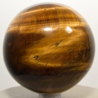 65mm Yellow Golden Tiger's Eye Sphere Chatoyant Crystal Ball Natural Polished Mineral Hawk's Eye Stone - Africa + Stand