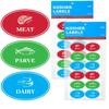 Assorted Kosher Labels, (48 Pack) 16 Blue Dairy, 16 Red Meat, 16 Green Parve Stickers, Oven Proof up to 500, Freezable, Microwavable, Dishwasher Safe, English, Color Coded Tools (48-Pack) view 1