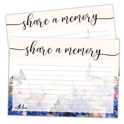 100 Large Share A Memory Cards - Oversize - 5" x 7" - Celebration of Life - Birthday - Funeral - Memorial - Graduation - Bridal Shower Game - Going Away - Anniversary - Retirement (Butterfly)