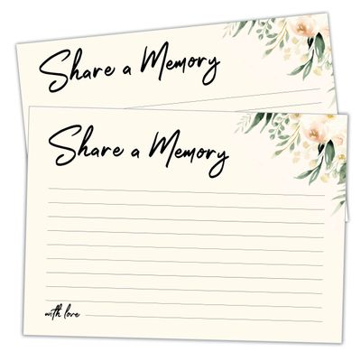 100 Large Share A Memory Cards - Oversize - 5" x 7" - Celebration of Life - Birthday - Funeral - Memorial - Graduation - Bridal Shower Game - Going Away - Anniversary - Retirement