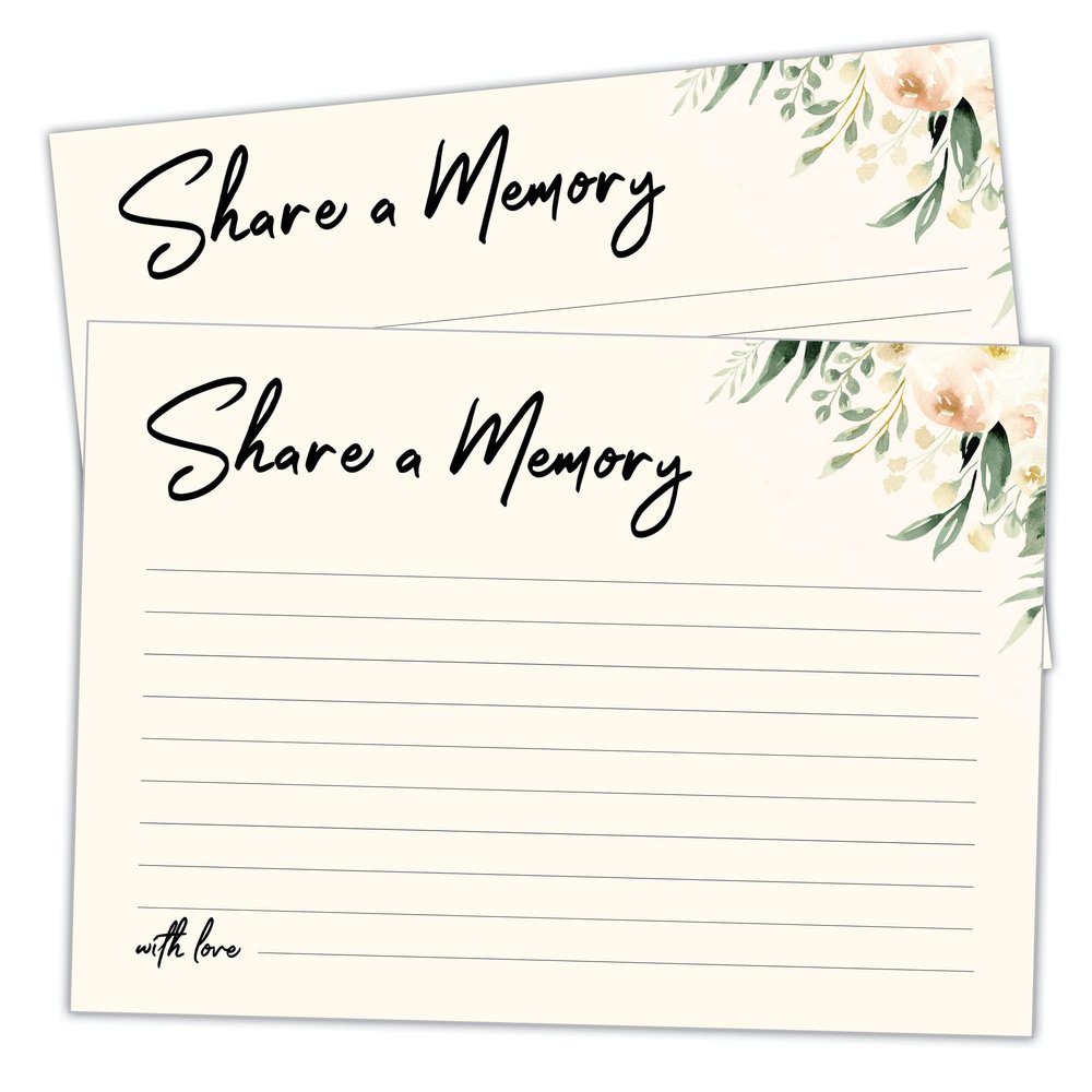 100 Large Share A Memory Cards - Oversize - 5" x 7" - Celebration of Life - Birthday - Funeral - Memorial - Graduation - Bridal Shower Game - Going Away - Anniversary - Retirement