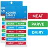 Kosher Sticker Labels, 48-Pack, 16 Blue Dairy, 16 Red Meat, 16 Green Parve Stickers, Oven Proof up to 500 F, Freezable, Microwavable, Dishwasher Safe, English, Color Coded Tools view 2