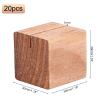 OLYCRAFT 20 Pcs Wood Place Card Holders Pine Wood Table Number Stands Saddle Brown Square Table Sign Stands for Wedding Dinner Home Party Events Decoration - 14.2g/pc view 2