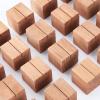 OLYCRAFT 20 Pcs Wood Place Card Holders Pine Wood Table Number Stands Saddle Brown Square Table Sign Stands for Wedding Dinner Home Party Events Decoration - 14.2g/pc view 4