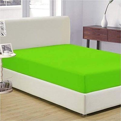 Olympic Queen Fitted Sheet -Fits Mattress Perfectly 20 inch Deep Pocket- 100% Giza Cotton 600 Thread Count - 1 Fitted Sheet Only Parrot Green Solid