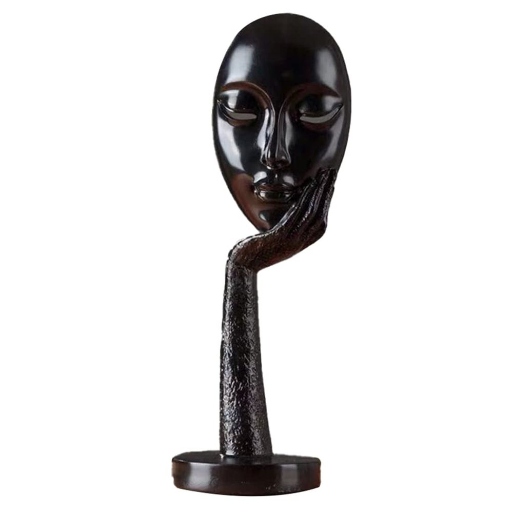 JNKET Women Face Art Statue Meditator Resin Human Abstract Art Sculpture for Home Office Bedroom Decor (Black)