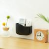 SUNFICON Adhesive Remote Control Holder Wall Mount Media Player Controller Holder Universal TV Remote Organizer Caddy Box Tray Hollow Bottom Slot Easy Phone Charging Home Office Desk Nightstand Black view 4