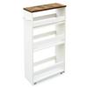 TEAMIX 4 Tier White Slim Storage Cart with Handle, Slide Out Storage Rolling Utility Cart Mobile Shelving Unit Organizer Trolley for Small Spaces Kitchen Laundry Narrow Places view 1