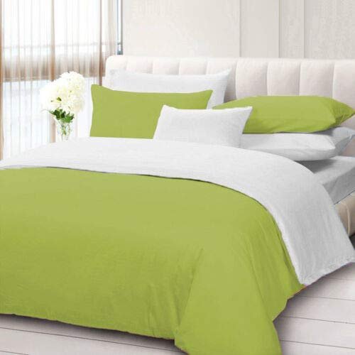 100% Cotton 600 Thread Count 3 Piece Reversible Duvet Set, 1 Piece Reversible Duvet Cover With Zipper Closure & Corner Ties And 2 Pillow Cover (King/California King Size, Sage/White)