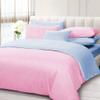 100% Cotton 600 Thread Count 3 Piece Reversible Duvet Set, 1 Piece Reversible Duvet Cover With Zipper Closure & Corner Ties And 2 Pillow Cover (King/California King Size, Pink/Sky Blue) view 1