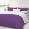 100% Cotton 600 Thread Count 3 Piece Reversible Duvet Set, 1 Piece Reversible Duvet Cover With Zipper Closure & Corner Ties And 2 Pillow Cover (King/California King Size, Purple/White) view 1