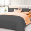 100% Cotton 600 Thread Count 3 Piece Reversible Duvet Set, 1 Piece Reversible Duvet Cover With Zipper Closure & Corner Ties And 2 Pillow Cover (King/California King Size, Peach/Dark Grey) view 1