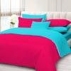 100% Cotton 600 Thread Count 3 Piece Reversible Duvet Set, 1 Piece Reversible Duvet Cover With Zipper Closure & Corner Ties And 2 Pillow Cover (King/California King Size, Hot Pink/Turquoise) view 1