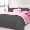 100% Cotton 600 Thread Count 3 Piece Reversible Duvet Set, 1 Piece Reversible Duvet Cover With Zipper Closure & Corner Ties And 2 Pillow Cover (King/California King Size, Dark Grey/Pink) view 1