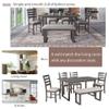 6 Pieces Dining Table Set, Wood Rrectangle Table and 4 Chairs with Bench with Cushion, Dining Room Set, Kitchen Table Set for 6 Persons, Gray view 4