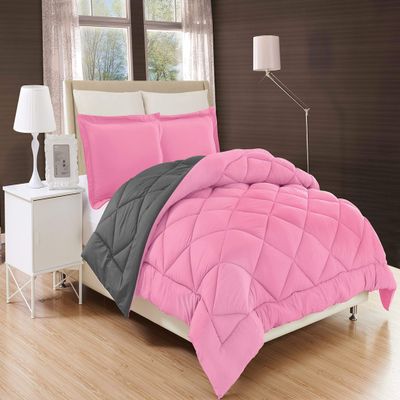 1PCS All Season Comforter Twin XL Duvet Insert 100% Cotton Bedding Pink/Grey Comforter Set Twin-XL (68'' x 90'')