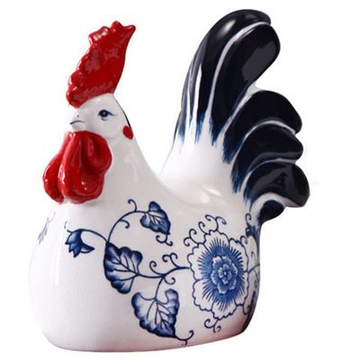 XIALON 20.5cm Creative Ceramic Zodiac Chicken Statue Chinese Decoration Home Room Cabinet Decor