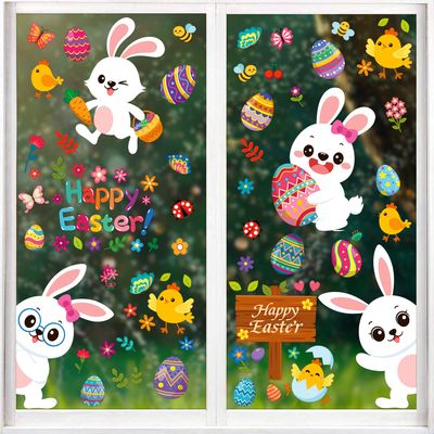 Taspire 9 Sheets Easter Window Clings Reusable, Easter Window Decorations, Easter Window Sticker, Easter Window Clings Stickers for Glass Windows Decorations