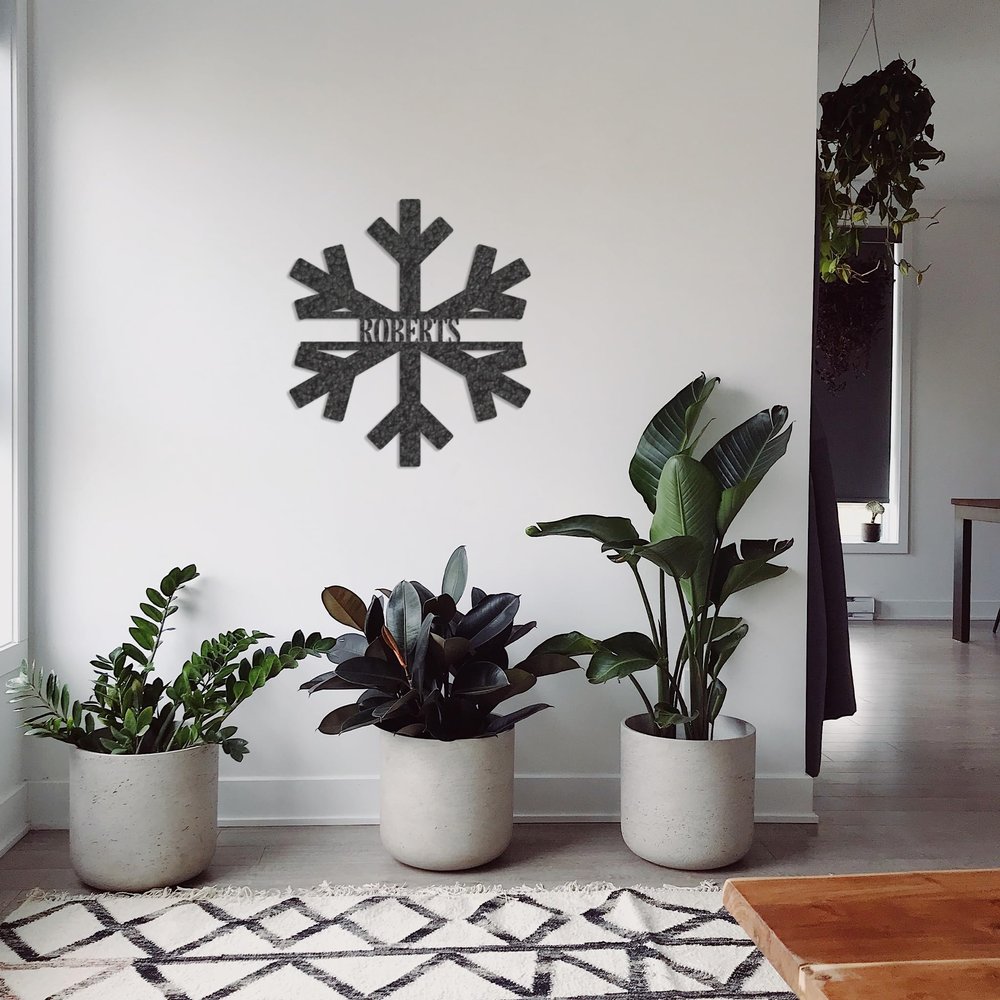 Badger Steel USA - Snowflake Monogram - Metal Wall Art - 24" X 24" - Black