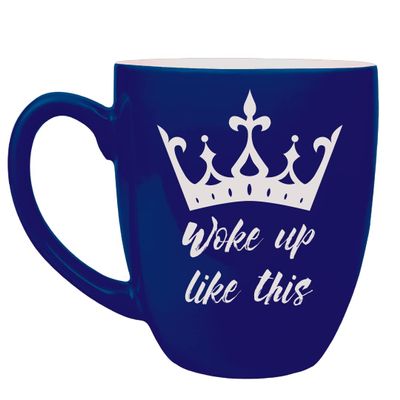 16 oz. Ceramic Bistro Coffee Mug | Fully Personalized | |Custom Gift| Different design and font options | Housewarming gift, wedding gift, for him, for her (Blue)