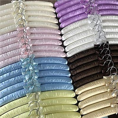 10/20pcs/set Silk Sponger Clothes Hanger Adult Save Space Anti-Slip Seamless Clothes Rack Closet Organizer Cute Bow Baby Hangers (Mix Color,20pcs)