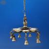 Exotic India 9" Brass Peacock Hanging Diya with Bells | Handmade - Brass view 2