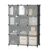 AWTATOS 12 Cube Storage Organizer with Doors, DIY Plastic Closet Shelf, Modular Bookshelf, Stackable Shelving Rack for Bedroom, Living Room, Black ULPZ012 view 1