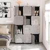 AWTATOS 12 Cube Storage Organizer with Doors, DIY Plastic Closet Shelf, Modular Bookshelf, Stackable Shelving Rack for Bedroom, Living Room, Black ULPZ012 view 2