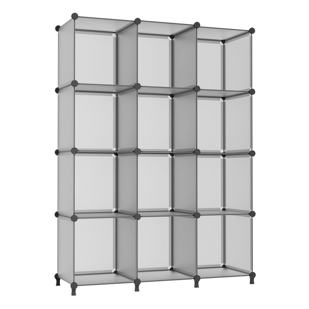 AWTATOS Cube Storage Organizer Closet Storage Cubes Shelves Bookshelf Clothes Organizer DIY Plastic 12 Cube Shelves for Home, Bedroom, Grey ULPZ022