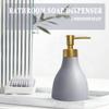280ml Liquid Soap Dispenser for Bathroom with Gold PumpDish Soap Dispenser for KitchenRefillable Countertop Lotion Ceramics Gray Hand Soap Dispenser for Shower view 2