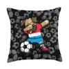Dabbing Pug Luxembourg Soccer Fans Jersey - Football Lovers Throw Pillow view 1