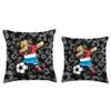 Dabbing Pug Luxembourg Soccer Fans Jersey - Football Lovers Throw Pillow view 3