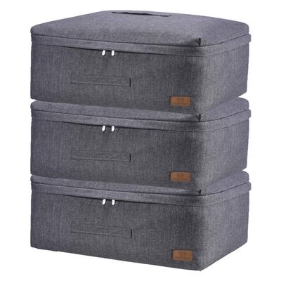 Clothes Storage Bag Organizer 3-piece Large Storage Bag Thickened Three-layer Fabric Storage Bag Under Bed Storage for Quilts, Clothing, Sundries Storage Bag Suitable for Home Wardrobe Folding Organiz