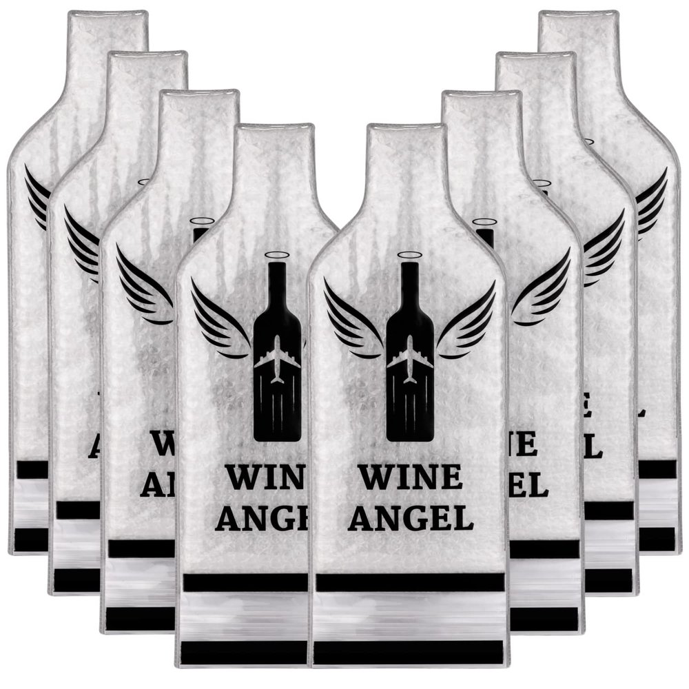 [UPGRADED PROTECTION] 8 Set (16 pcs) Reusable Wine Bags for Travel, Wine Travel Protector, Bottle Travel Sleeve Case For Airplane, Car, Cruise, TRIPLE Protection Luggage Leakproof Safety Impact Resist