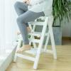 ACUIPP Folding Conductor Solid Wood Folding Portable Steplip Ascending Conductors Steps Multifunction Removable Office Ladder Storage Kitchen High Stool Household Ladder/Three Floors view 3