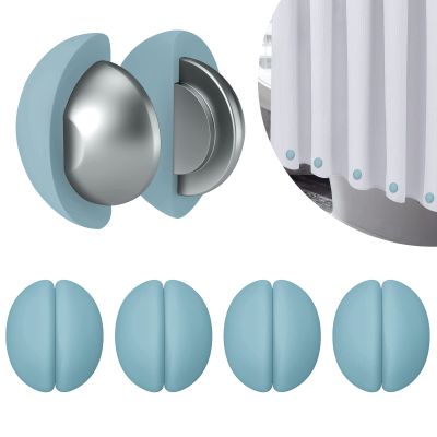 VANZAVANZU 5 Pairs Shower Curtain Weights, Silicone Wrapped Magnets, Heavy Duty Magnets Prevent Curtain Liner from Blowing, Rust-Free, Blue