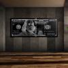 100 Bill Silver Canvas Art - Money Benjamin Franklin Hundred Cash Home Decor Print Poster Painting Small 20x8" / 0.75" | Sense Canvas view 2